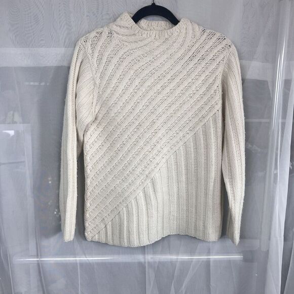 vintage hand knit 100% wool chunky knit high neck sweater coquette angelic PM - Picture 3 of 7